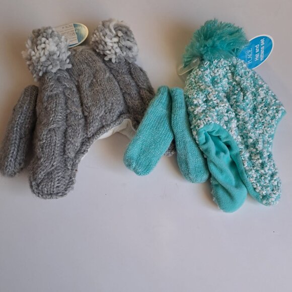 LOT of 2 Children Place winter bonnet hat and mits set for baby NWT 6-12months - Picture 1 of 3